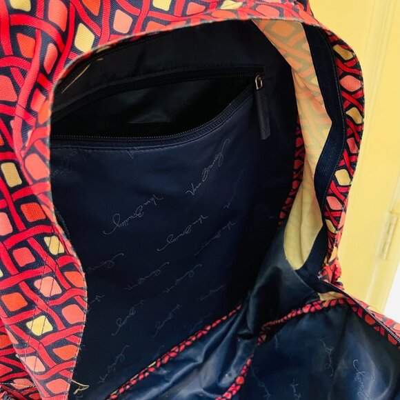 Retired Large Vera Bradley Canvas Backpack Pink Navy Blue 4 Pockets H2O … - Picture 13 of 16